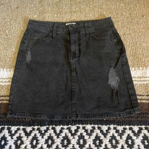 Black denim skirt